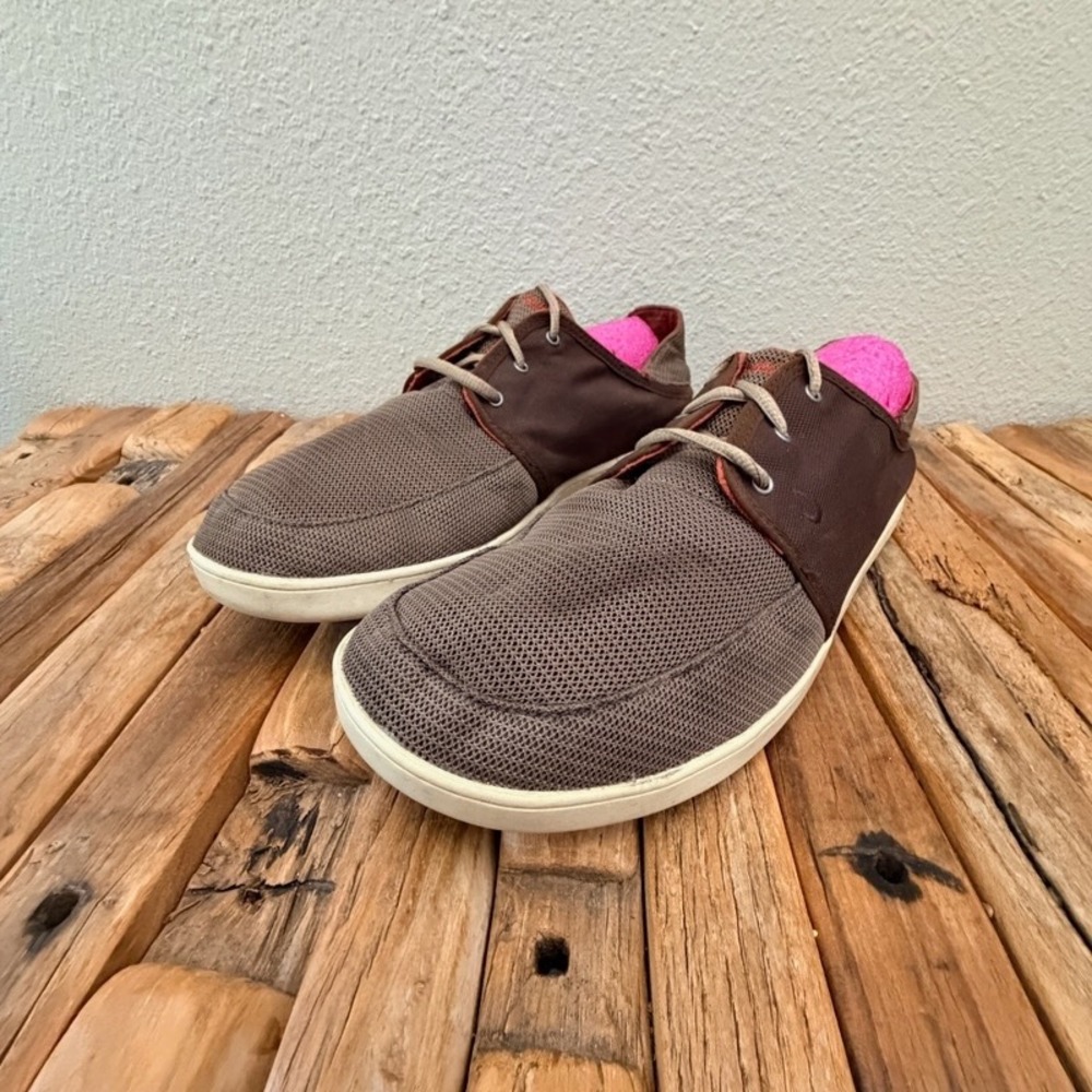 OluKai Nohea Lace Mesh Brown Tan Casual Sneakers Mens Size 12 10242-4343